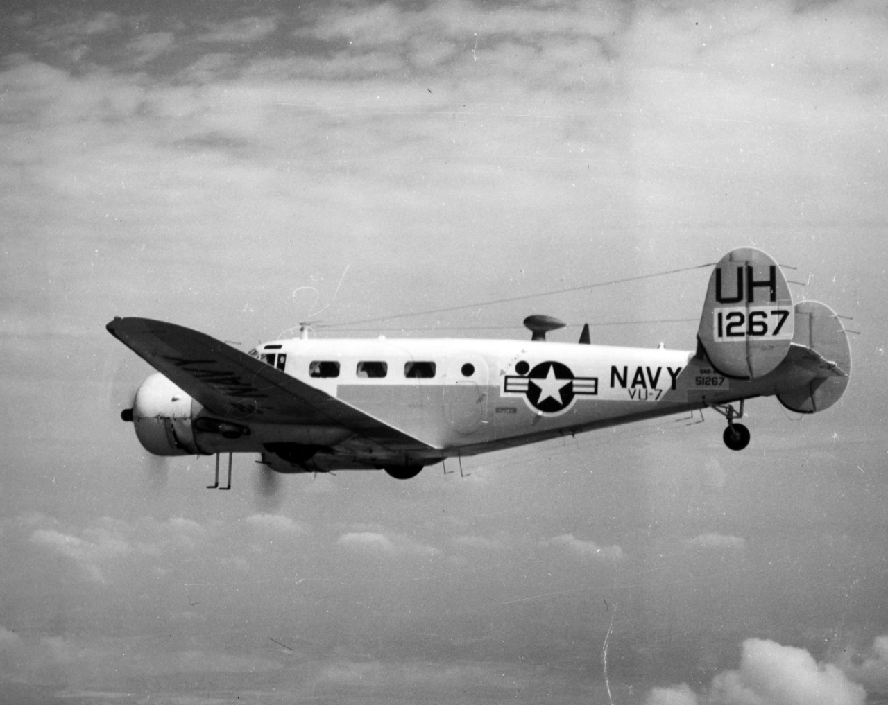 View of SNB-5P in flight, showing underside of aircraft. November 19, 1962. 