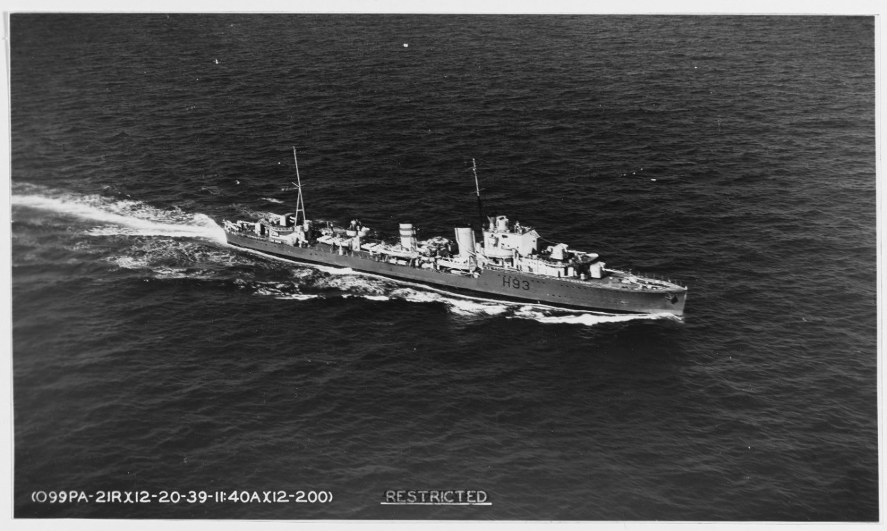 HMS HEREWARD (British Destroyer, 1936)