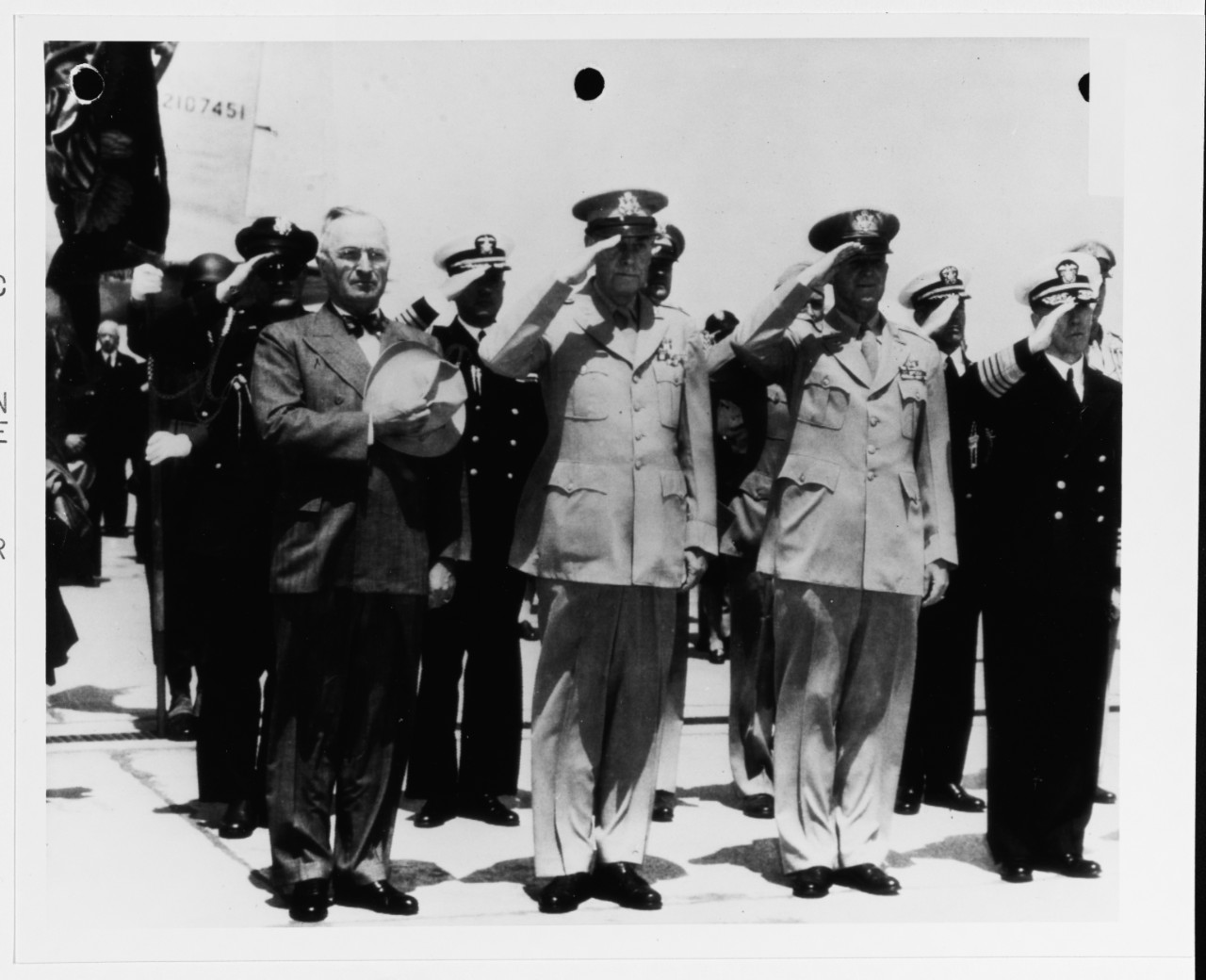 President Harry S. Truman, Major General H.C. Pratt, General H.H. Arnold, Admiral Royal Eason Ingersoll