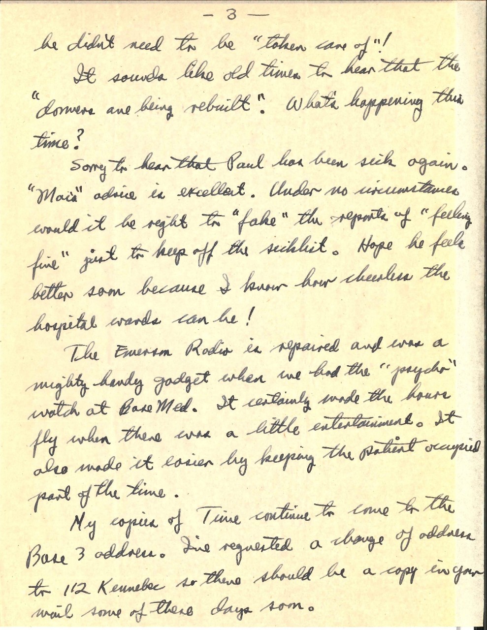 Letter from James Wright to his parents, Oct. 15, 1945, page 3