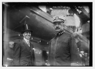 Photograph shows U.S. Navy Admiral Frank Friday Fletcher (1855-1928), Commander of the Atlantic fleet probably on the USS Wyoming for the Naval review of May, 1915, in New York City. (Source: Library of Congress, Flickr Commons project, 2012)