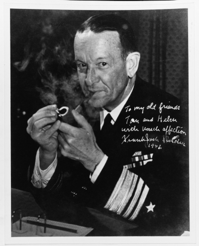 Vice Admiral Frank Jack Fletcher, USN. Autographed to Admiral and Mrs. Thomas Kinkaid. Courtesy of Admiral Thomas C. Kinkaid. (NH 91214)
