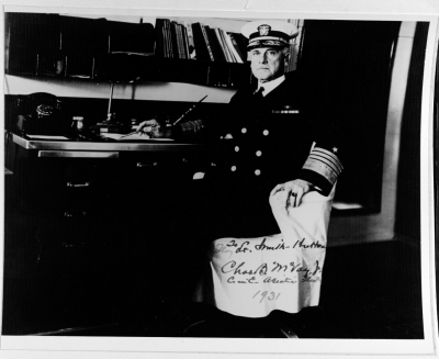Admiral McVay, CinC Asiatic Fleet aboard his flagship USS Houston (CA 30), 1931. (NHHC Photo Collection 85115)