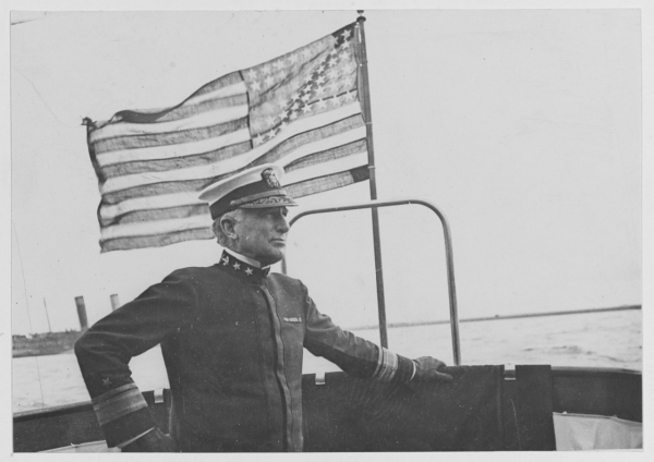 Rear Admiral Henry B. Wilson aboard The VEDETTE. Brest France, Mon, Sep 30, 1918, NH 119538.