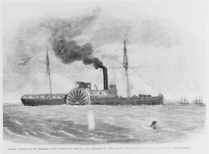 &quot;Steamer Yorktown as she appeared in the Skirmish off Newport News, September 13, 1861.&quot;