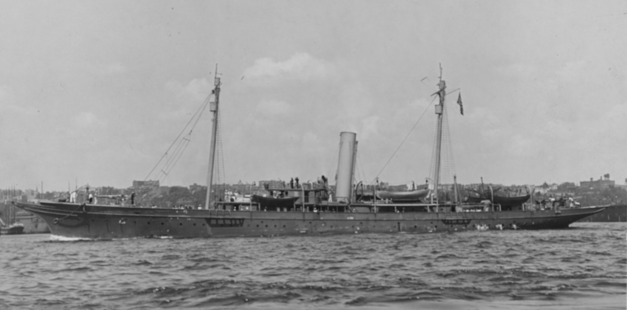 Alcedo off New York City, August 1917. Photographed by Levick. (Naval History and Heritage Command Photograph NH57015)