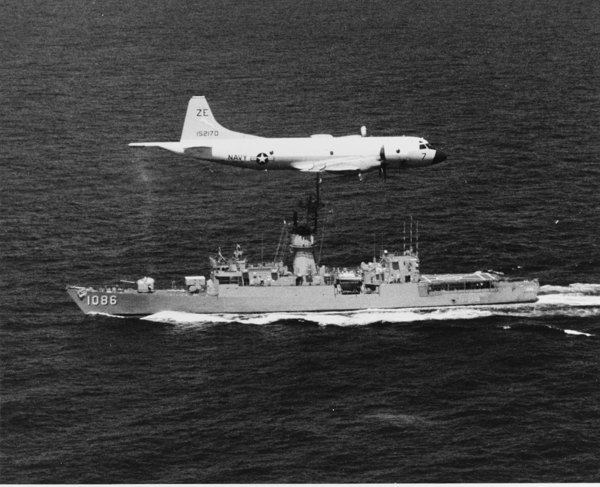 Lockheed P-3B "Orion" of VP-17 and USS Brewton (DE-1086)