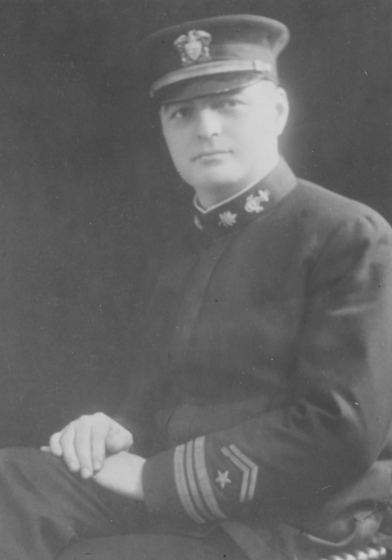 Lt. Cmdr. Daniel A. J. Sullivan, USNRF, 1920. Note the overseas service chevrons on his uniform sleeve. (Naval History and Heritage Command Photograph NH 44173)