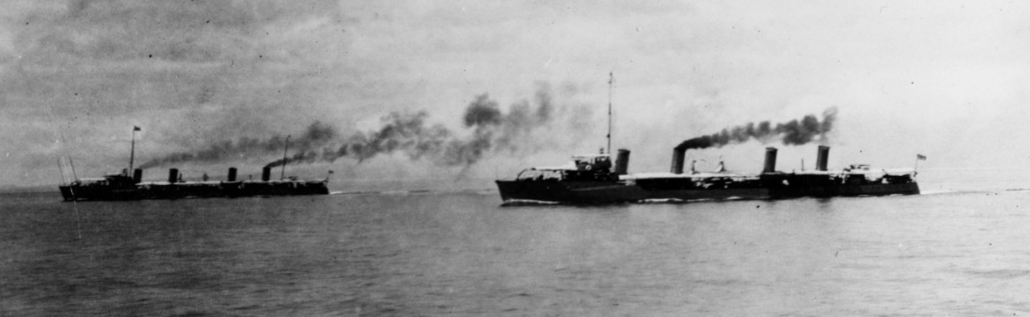 Dale and Chauncey (Destroyer No. 3) underway in Philippine waters, en route to Cebu, circa 1914-1916. (Naval History and Heritage Command Photograph NH 88586)
