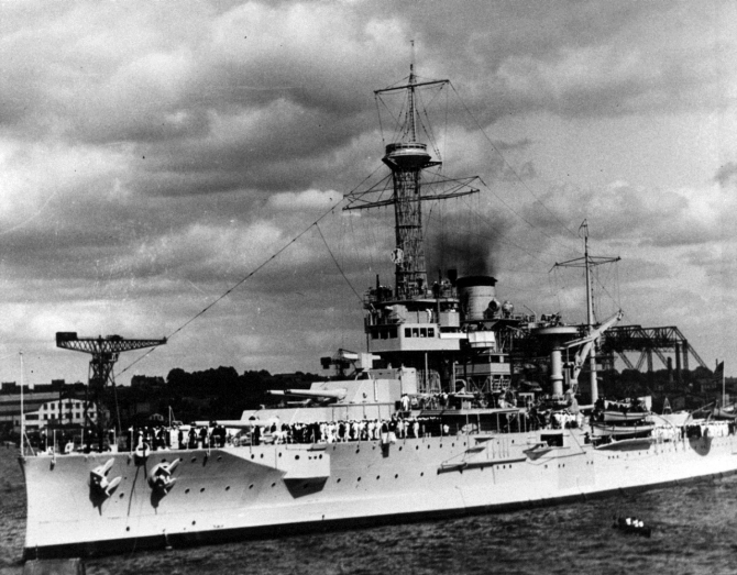 Florida at Kiel, Germany, 7 July 1930, during a Midshipman's Training Cruise. (U.S. Navy Photograph 80-G-1025114, National Archives and Records Administration, Still Pictures Division, College Park, Md.)