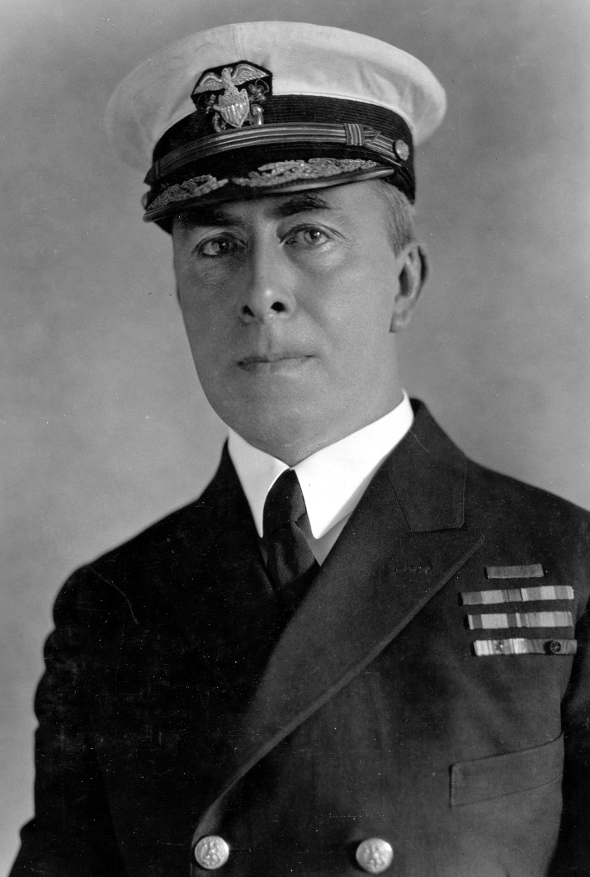 Rear Adm. Halligan, photographed in April 1928 at Naval Air Station (NAS), Anacostia, while serving as Chief of the Bureau of Engineering. (U.S. Navy Photograph 80-G-458976, National Archives and Records Administration, Still Pictures Division, C...