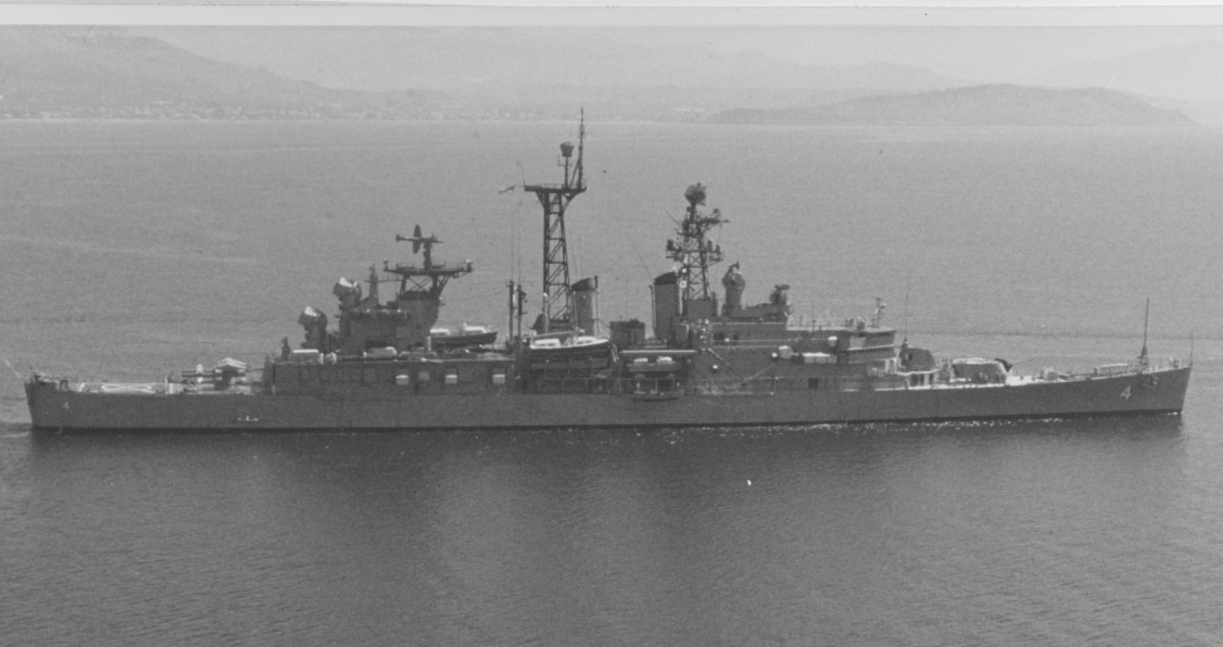 Little Rock in the Mediterranean Sea, circa 1974. Official U.S. Navy Photograph. (Naval History and Heritage Command Photograph NH 83498-KN)