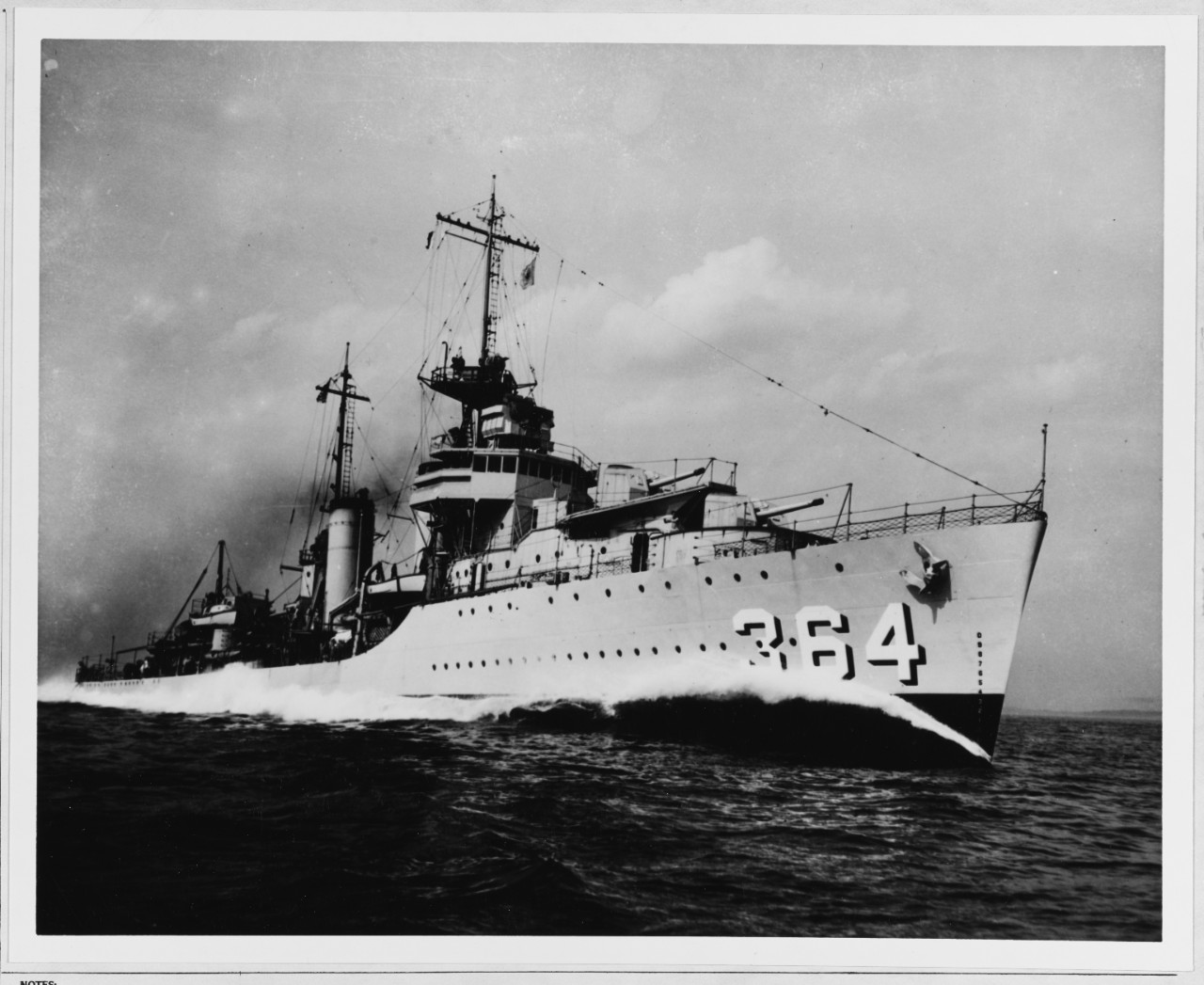 The newly commissioned destroyer conducting trials off the eastern seaboard of the U.S., circa 1936. (Naval History and Heritage Command Photograph NH 60643)