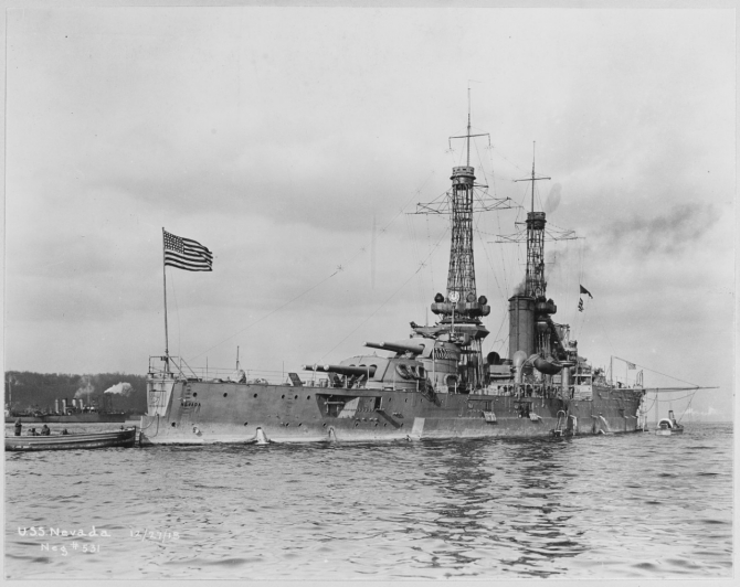 Nevada off New York City, 27 December 1918. (Naval History and Heritage Command Photograph NH 60666)