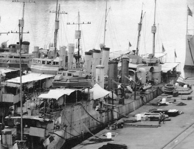 Patterson with several other destroyers in the Philadelphia Navy Yard’s Reserve Basin, circa spring 1919. (Naval History and Heritage Command Photograph NH 98604-C)