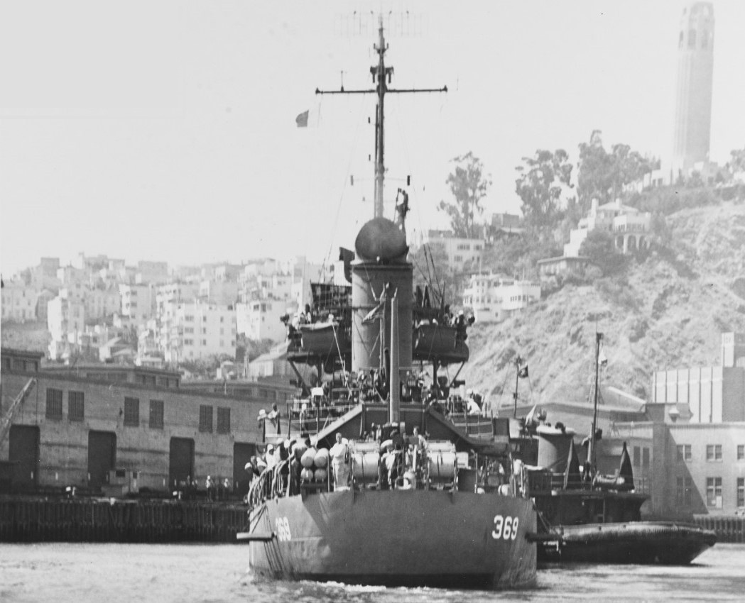 View of Reid from astern, while moored at Mare Island, Calif., on 11 July 1943. (U.S. Navy Bureau of Ships Photograph 19-N-48263, National Archives and Records Administration, Still Pictures Division, College Park, Md.)