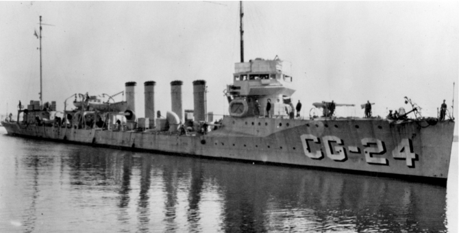 Wainwright, designated CG-24, during her service with the Coast Guard enforcing the 18th Amendment (Prohibition), date unknown. (U.S. Coast Guard Historian’s Office).