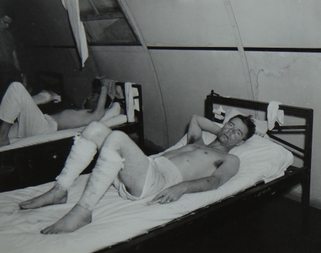 Ralph G. Rogers, RDM3c USNR, survivor of the USS Indianapolis in Naval Base Hospital No. 20, Peleliu, 5 August 1945.