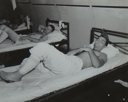 James D. Price, S1c USNR, survivor of the USS Indianapolis in Naval Base Hospital No. 20, Peleliu, 5 August 1945.