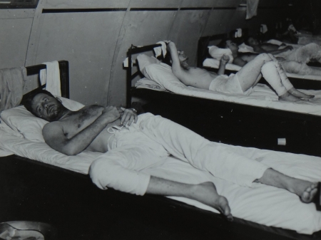 Patrick J. McClain, S2c USNR, survivor of the USS Indianapolis in Naval Base Hospital No. 20, Peleliu, 5 August 1945.