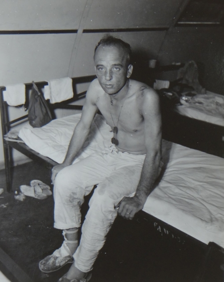 Nicholas W. Fedorski, S1c USN, survivor of the USS Indianapolis in Naval Base Hospital No. 20, Peleliu, 5 August 1945.