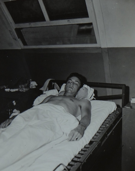 Ens. Ross Rogers, Jr. USNR,  survivor of the USS Indianapolis in Naval Base Hospital No. 20, Peleliu, 5 August 1945.