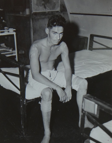 John C. Cassidy, S1c USNR, survivor of the USS Indianapolis in Naval Base Hospital No. 20, Peleliu, 5 August 1945.