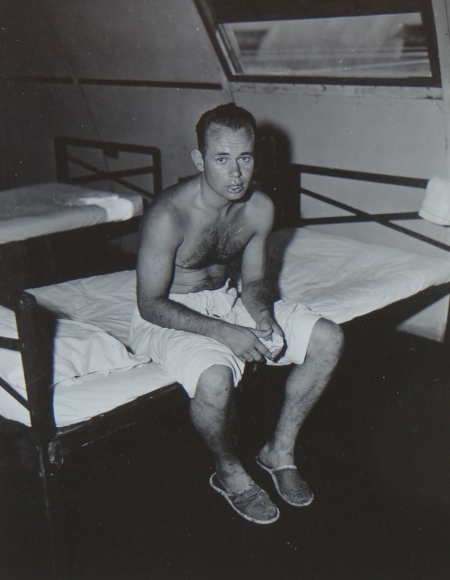 Charles Greenlee, S2c USNR, survivor of the USS Indianapolis in Naval Base Hospital No. 20, Peleliu, 5 August 1945