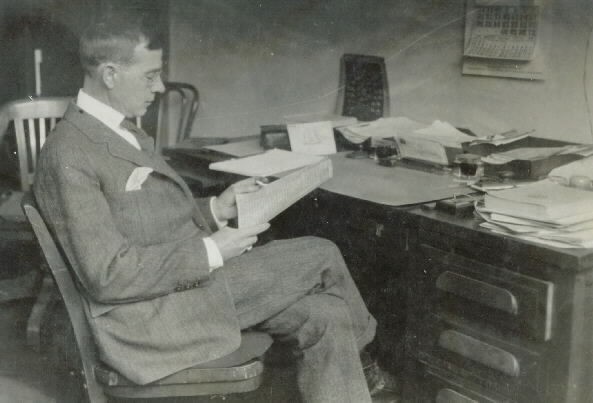 Captain Dudley W. Knox, USN (Ret.) in charge of Naval Records and Library and Historical Section, Old Records Files, 1930. Photo by Childs, C&R. Naval Historical Center, Photographic Section, #NH000407.