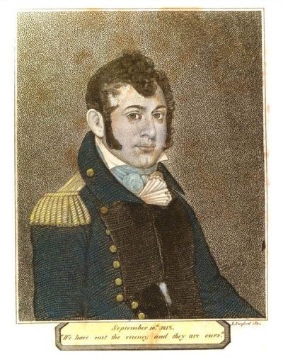 Stipple engraved portrait of Oliver Hazard Perry