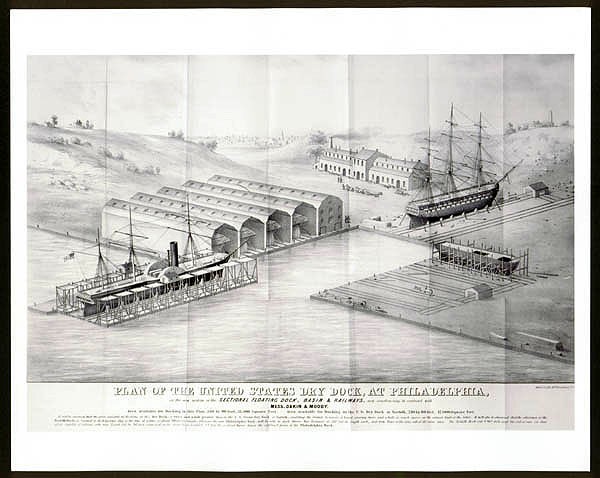 Plan of the U.S. drydock at Philadelphia, lithograph.