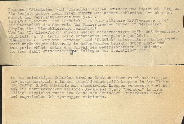 Image of Wehrmacht reports, undated.