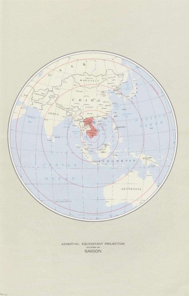Azimuthal Equidistant Projection Centered on Saigon - Map