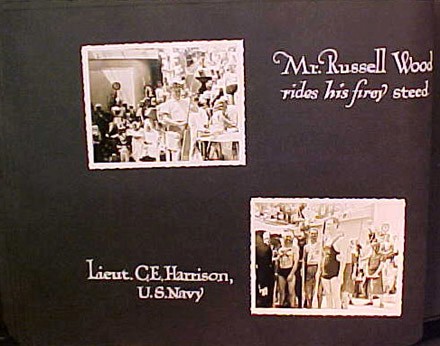 (Left) Mr. Russel Wood rides his firey steed, (Right) Lieut. C.E. Harrison U.S. Navy