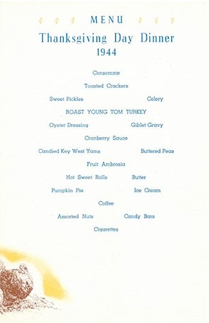 1944 Thanksgiving menu - US Naval Air Station, San Diego, California - page 3