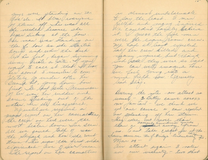 Donald W. Panek World War II Diary, pages 14-15. Transcription below.