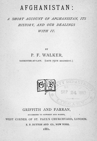 Title page to Afghanistan by Walker