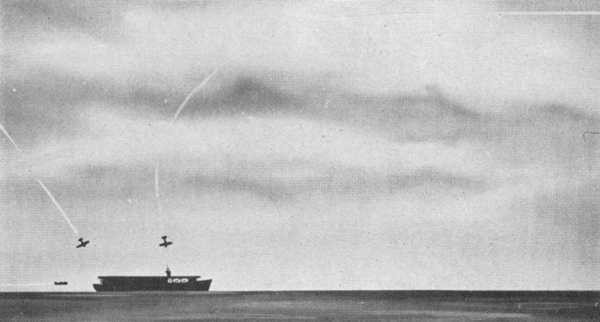 Kamikaze attack on carrier.