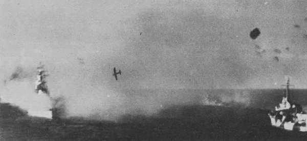 Kamikaze attack on the fleet.