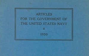 Articles for the Government of the United States Navy, 1930 cover