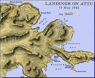 Map 8: Landings on Attu - 11 May 1943.