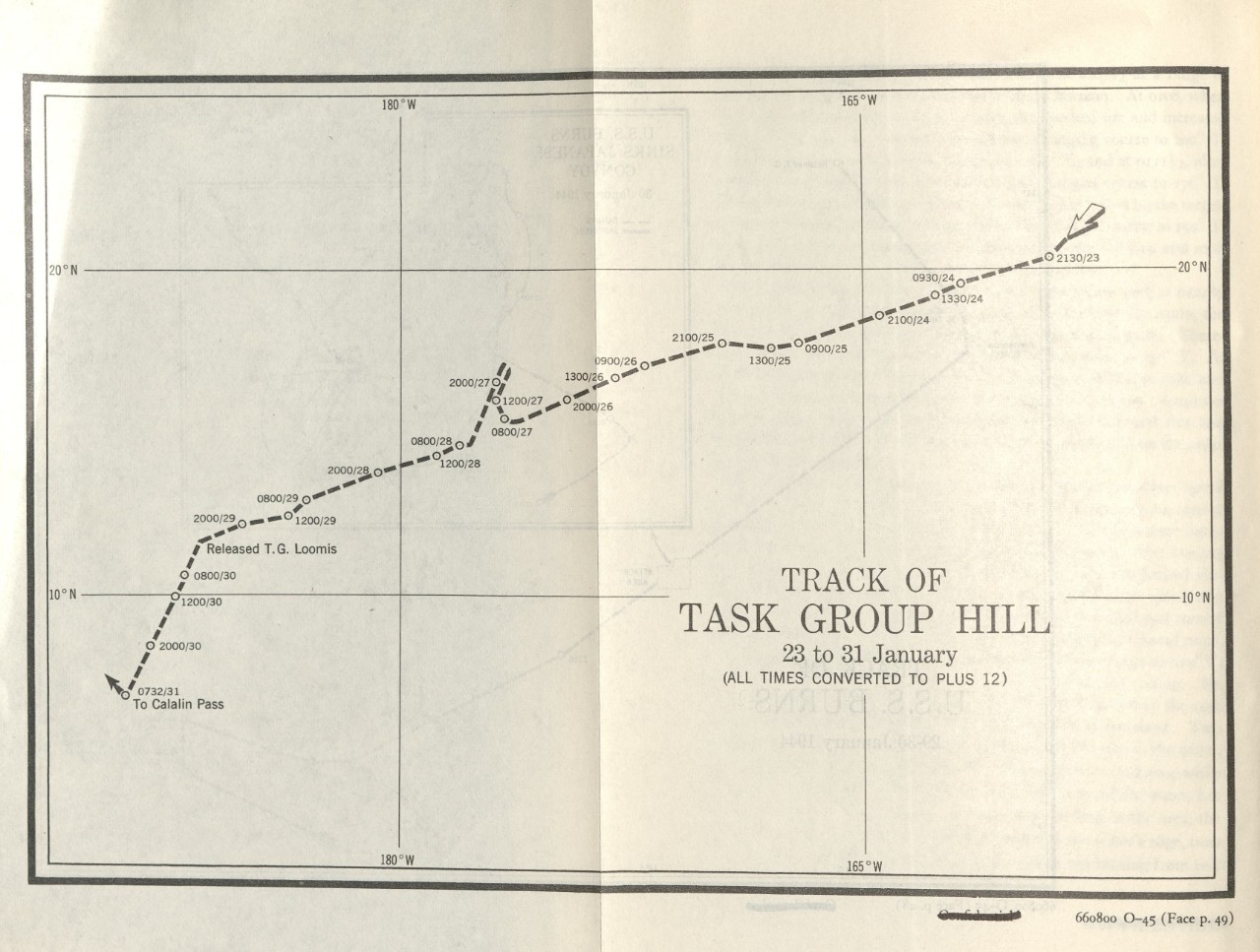 Track of Task Group Hill 23 to 31 January