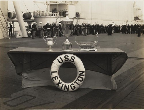 Battenberg Cup - won by USS Lexington March 1933 at San Pedro. Naval History and Heritage Command, Curator section, #69-459-A.