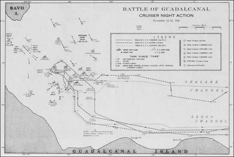 Chart: Battle of Guadalcanal: Cruiser night action, 12-13 November 1942.