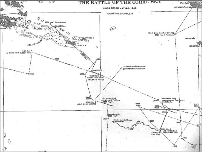 Task Force FOX track 4-8 May, 1942.