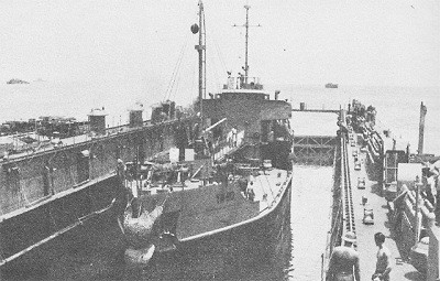 Image of YW Water Barge (YW-90 in floating drydock). 