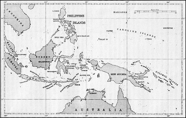 Map: Southwest Pacific, Australia, New Guinea, Borneo 