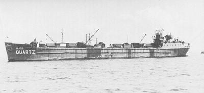 Image of the concrete stores barge Quartz, one of the many of this type construction.