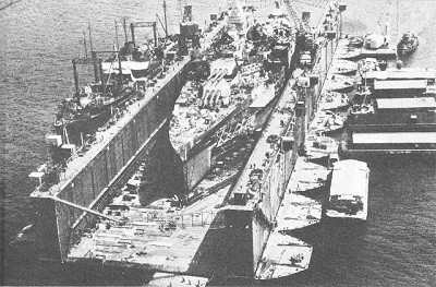 Image of ABSD Advanced Base Sectional Dock #1 (Battleship California inside). 