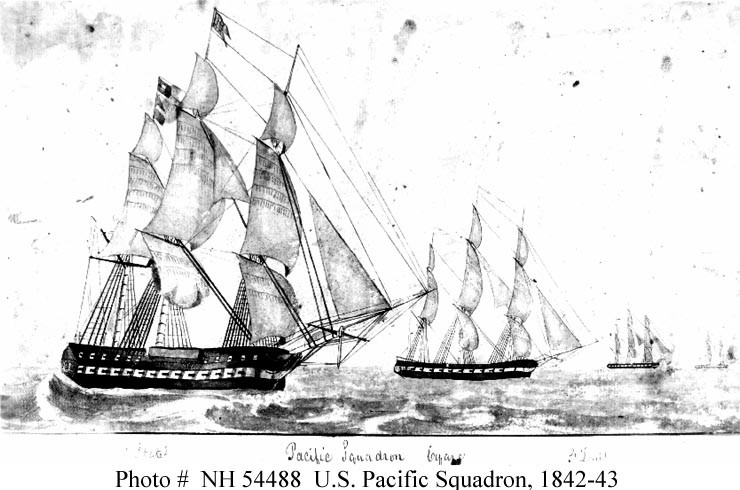 USS United States (1797 - 1861) and Pacific Squadron, circa 1842- 1843